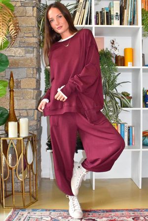 Lagen Shelby Barrel Pant Aubergine